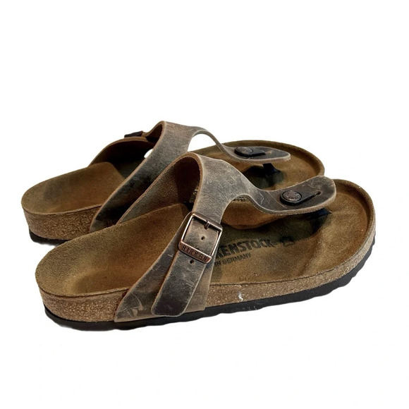 Birkenstock GIZEH NATURAL LEATHER OILED slides sandals 36 5 - Picture 7 of 10